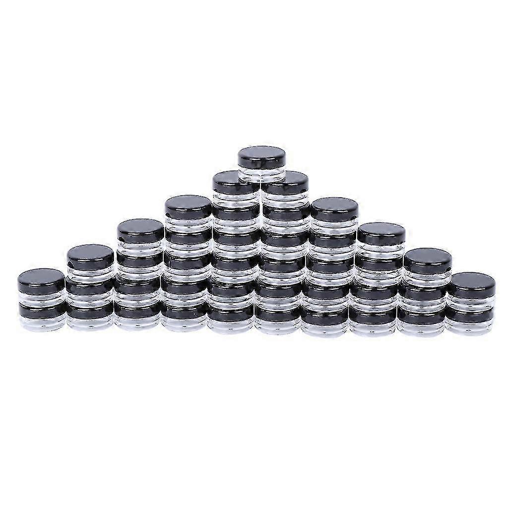 26-27 50PCS 5g Empty Plastic Containers with Black Lids, Tiny Makeup Sample Containers, Small Pot Jars Clear Round