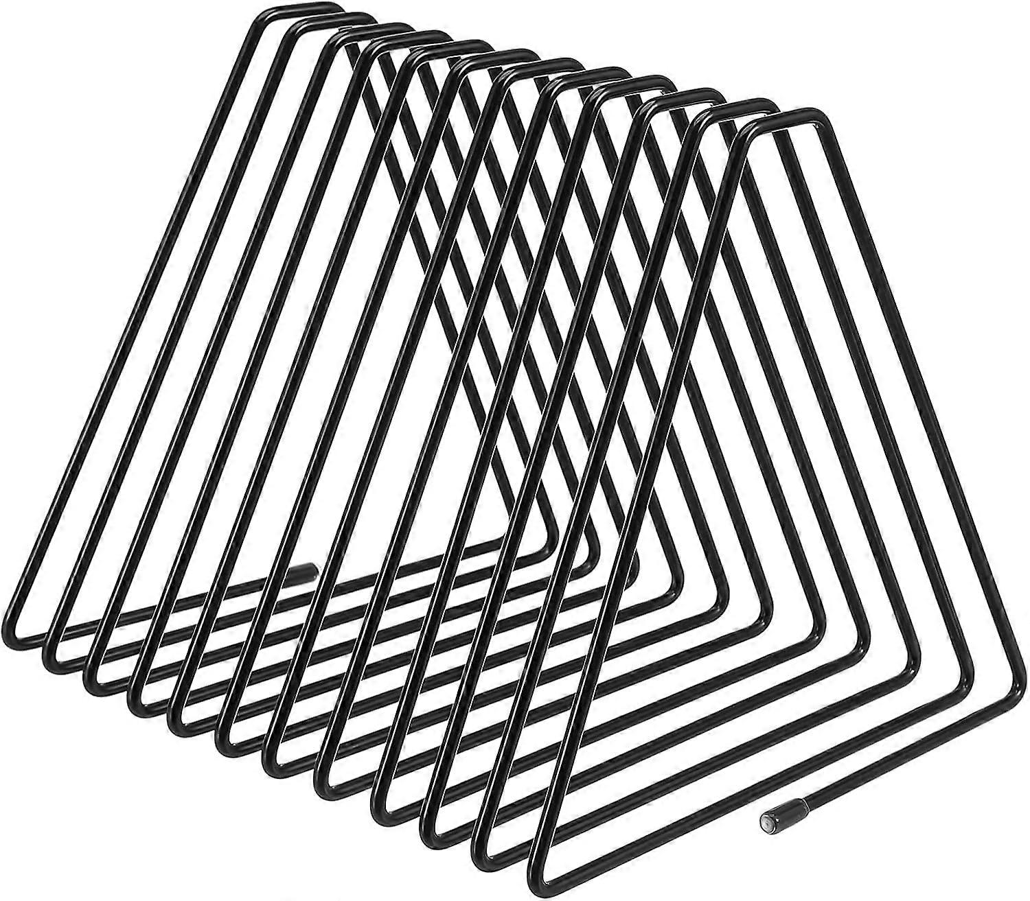 Triangle Book Stand Adjustable Wire Desktop File Folder Organizer with 11 Slots Metal Desk Accessory for Office Document Storage