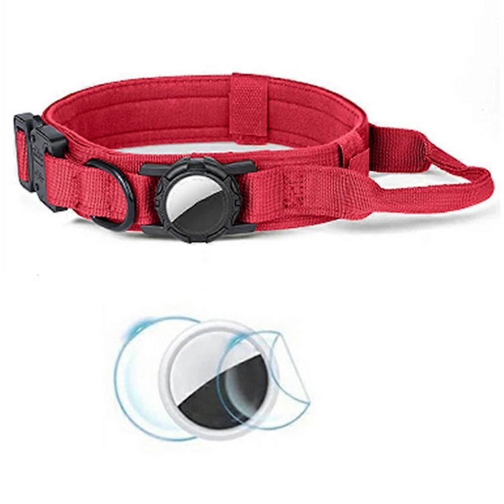 For AirTag Tracker Protector Case Tactical Nylon Collar for Medium/Large Pets with Front and Back Hy