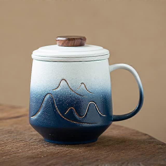 Ceramic Tea Cup with Lid 410ml  Temperature Resistant Elegant Porcelain Finish GiftReady