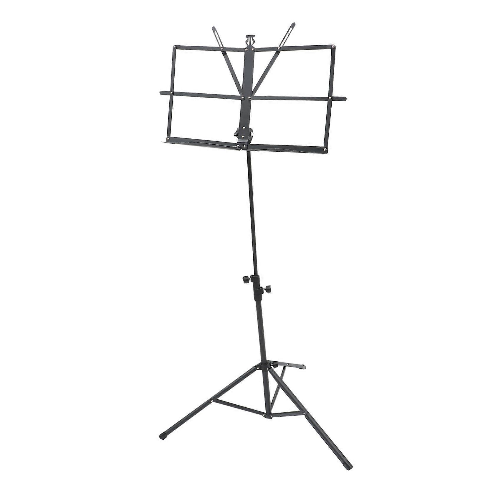 Foldable Sheet Music Stand Adjustable Height with Stable Rubber Feet for Home and Studio Black
