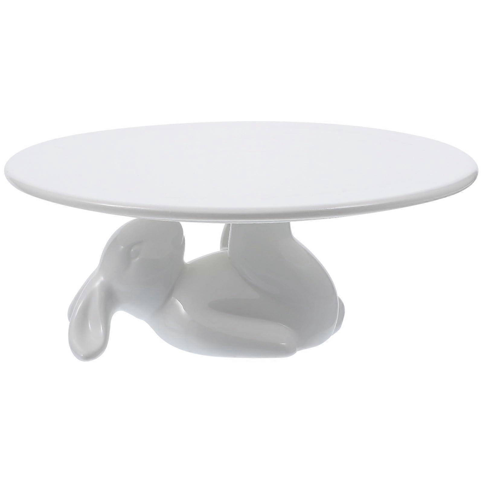 Ceramic Bunny Cake Stand with Elegant Rabbit Design for Easter Cupcake and Dessert Display