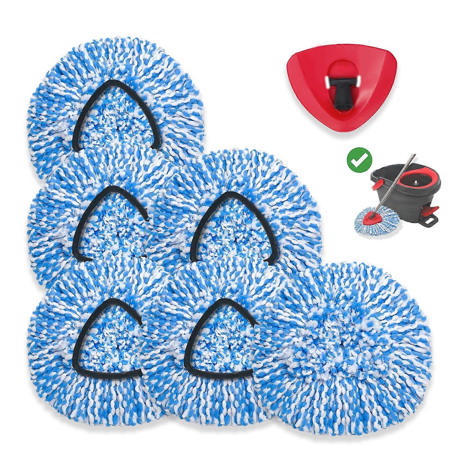 6+1 Pack Spin Mop Replacement Head Compatible with EasyWring, Reusable Microfiber Refills, Blue