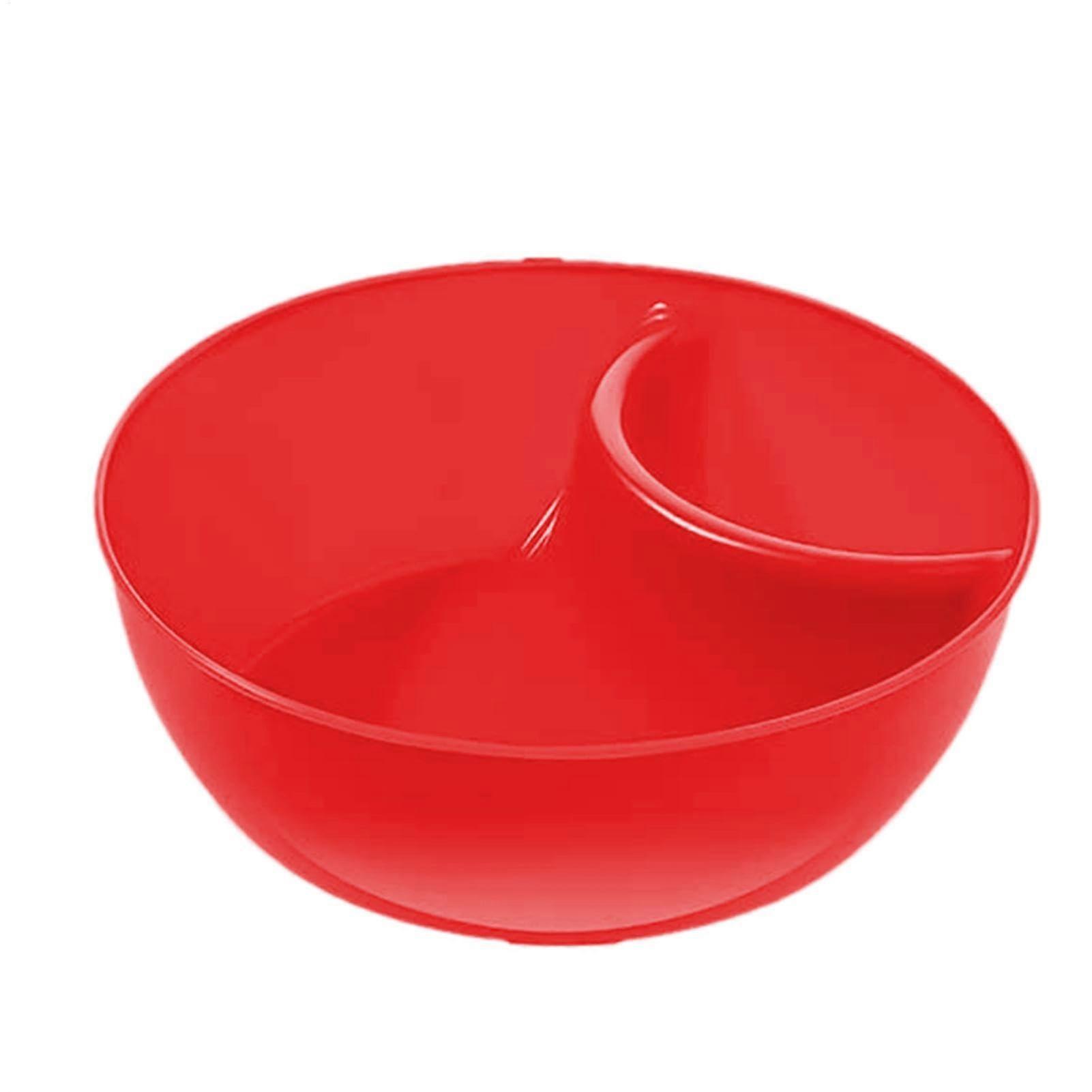 Chip and Dip Serving Set with Dual Compartments and Handles, Microwave Dishwasher Safe Red
