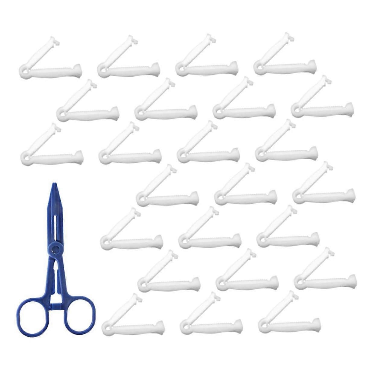 Umbilical Cord Clamp Set with Scissors for Piglets and Pets, Durable PP Veterinary Birthing Kit