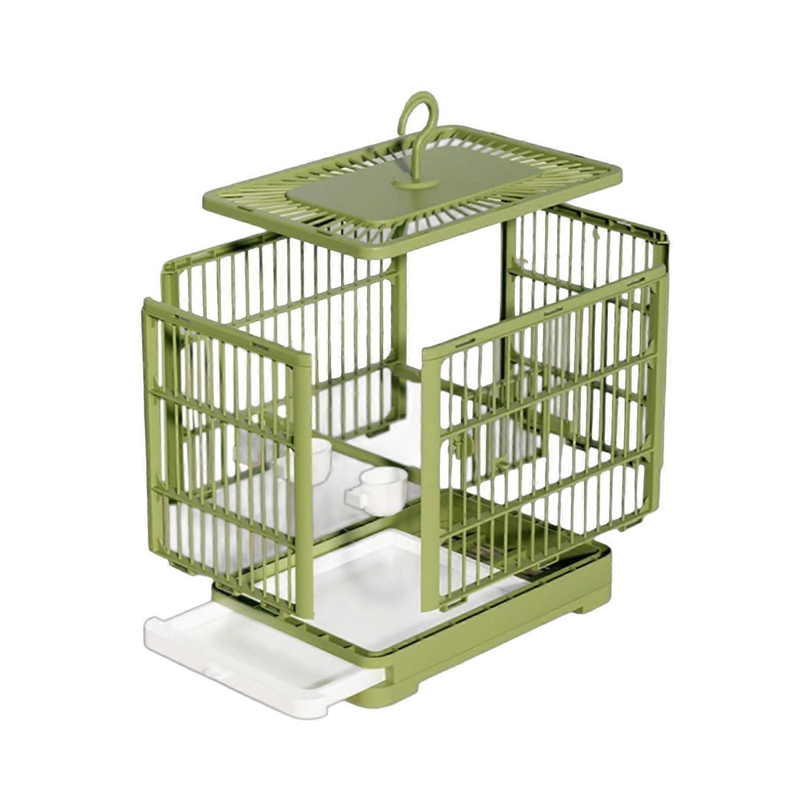 Bird Cage for Parakeets with Spacious Flight Space, Foldable Design and PullOut Tray, Green