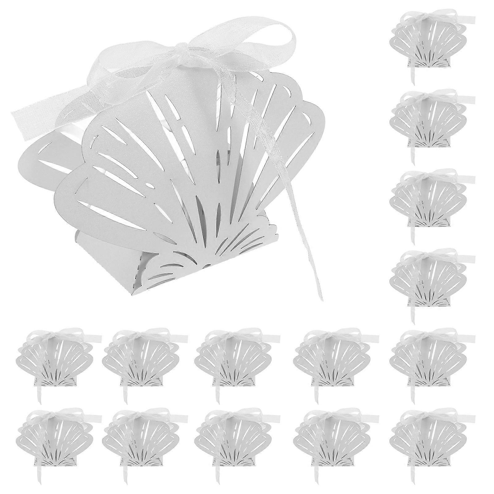 Shell Candy Box White Paper Candy Case for Birthday 25Pcs Packaging