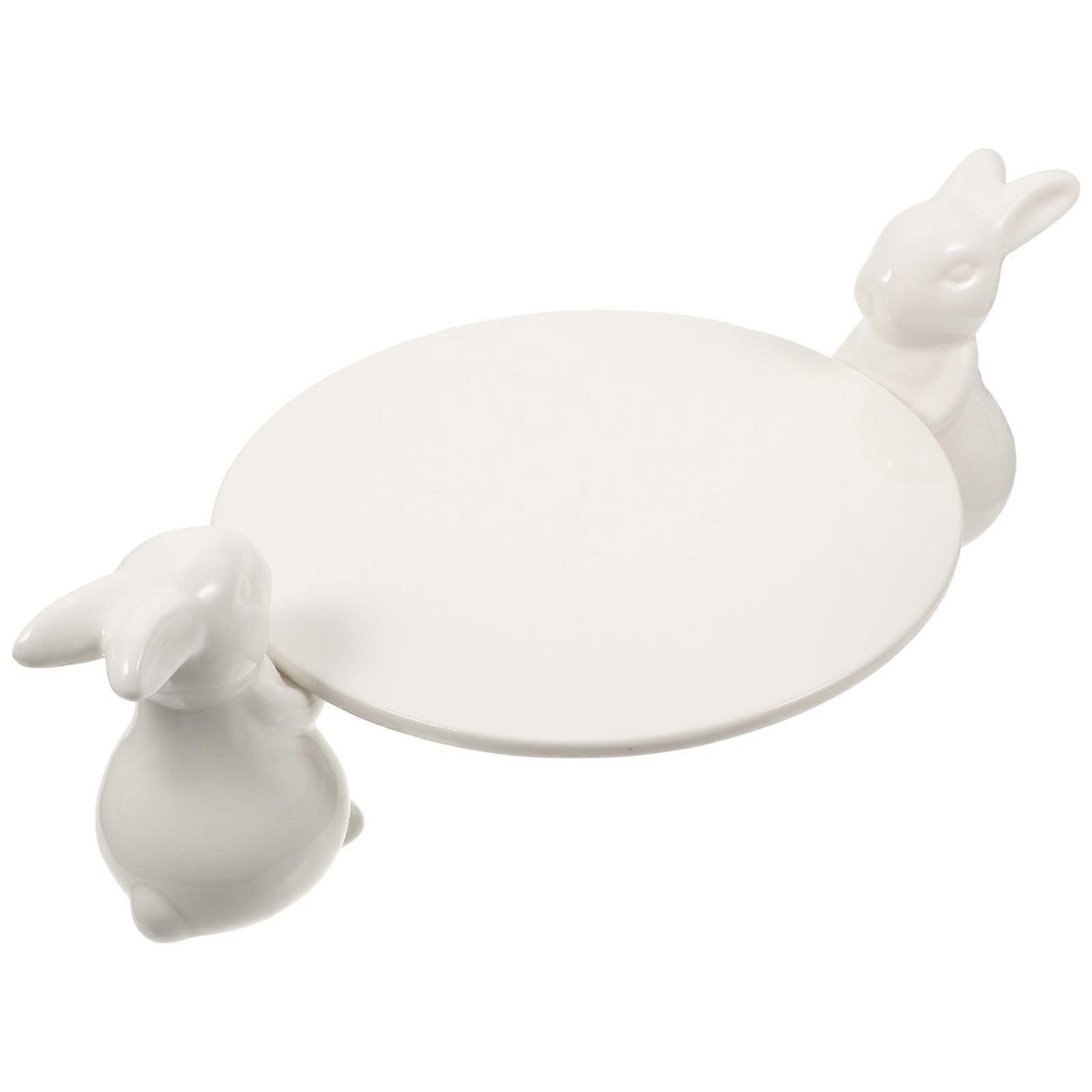 White Rabbit Dessert Tray Ceramic Serving Tray for Tea Serving 1Set