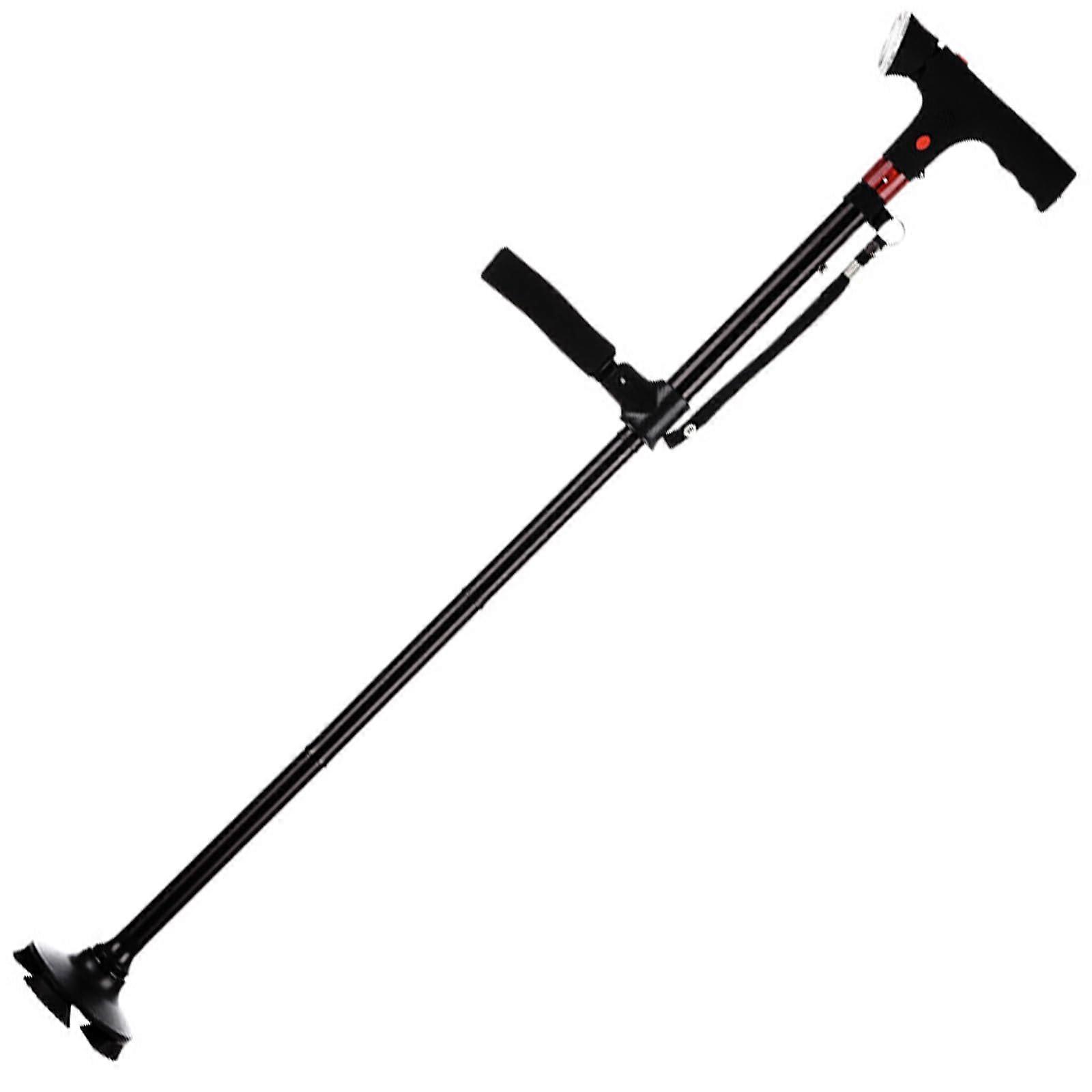 Folding Walking Cane with LED Light, Adjustable Height, Wide Antislip Tip for Night Walking