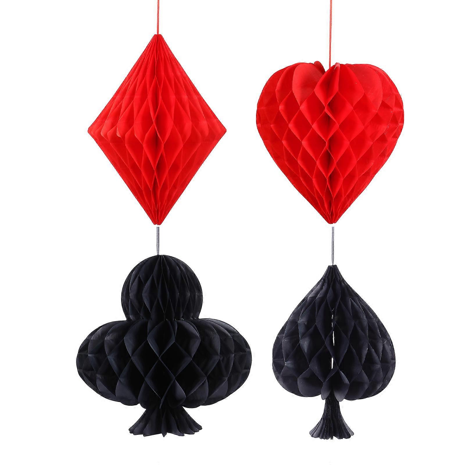 Poker Shape Decorations Paper Honeycombs for Wall Hangings 4Pcs