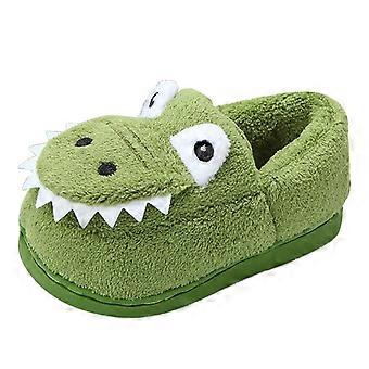 Pantufas infantis para meninas e meninos, sola plana antiderrapante, leves e quentinhas, estampa de animais de desenho animado, tamanho 18-24 meses, compatíveis com os pés das crianças.