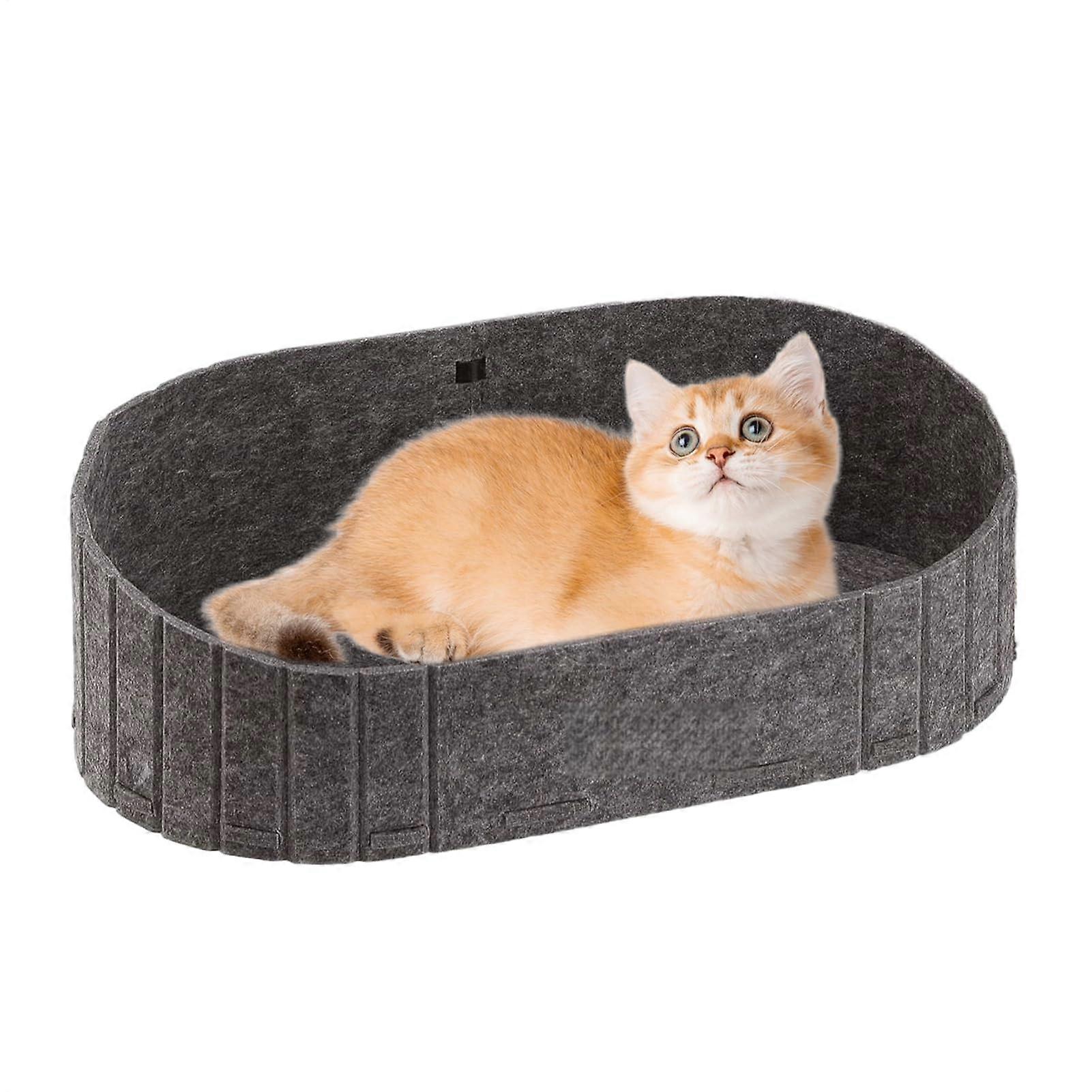 Felt Cat Bed with ScratchResistant Surface, Cozy ChewProof Nest for Winter Sofa or Window, Gray