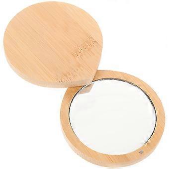 Travel Pocket Mirror for Makeup Use 4Pcs Bamboo Compact Makeup Mirror