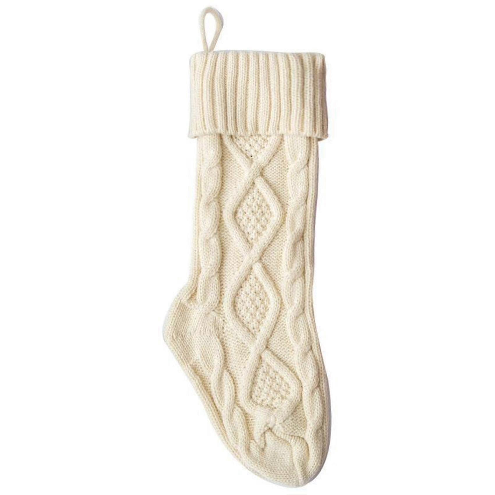 Christmas Knitted Wool Socks Home Decor, White