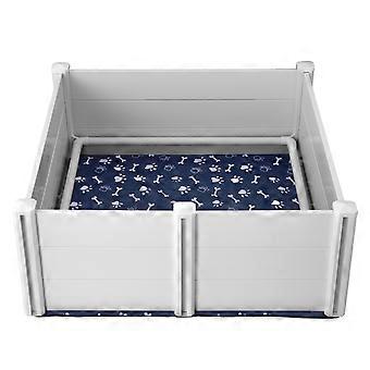 Hunde-Wurfbox, 48 x 48 x 18,1" Wurfbox mit Schienen und waschbarem Pinkel-Pad, Wurfstall, Wurfbox für Hunde großer Rassen, weiß