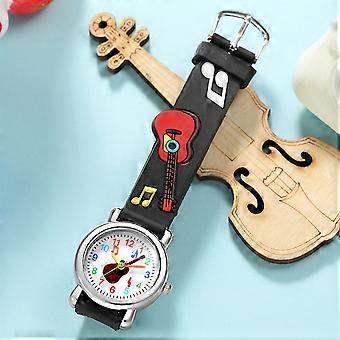 Kinderuhr mit Gitarrenmuster und komfortablem Armband für Kinder