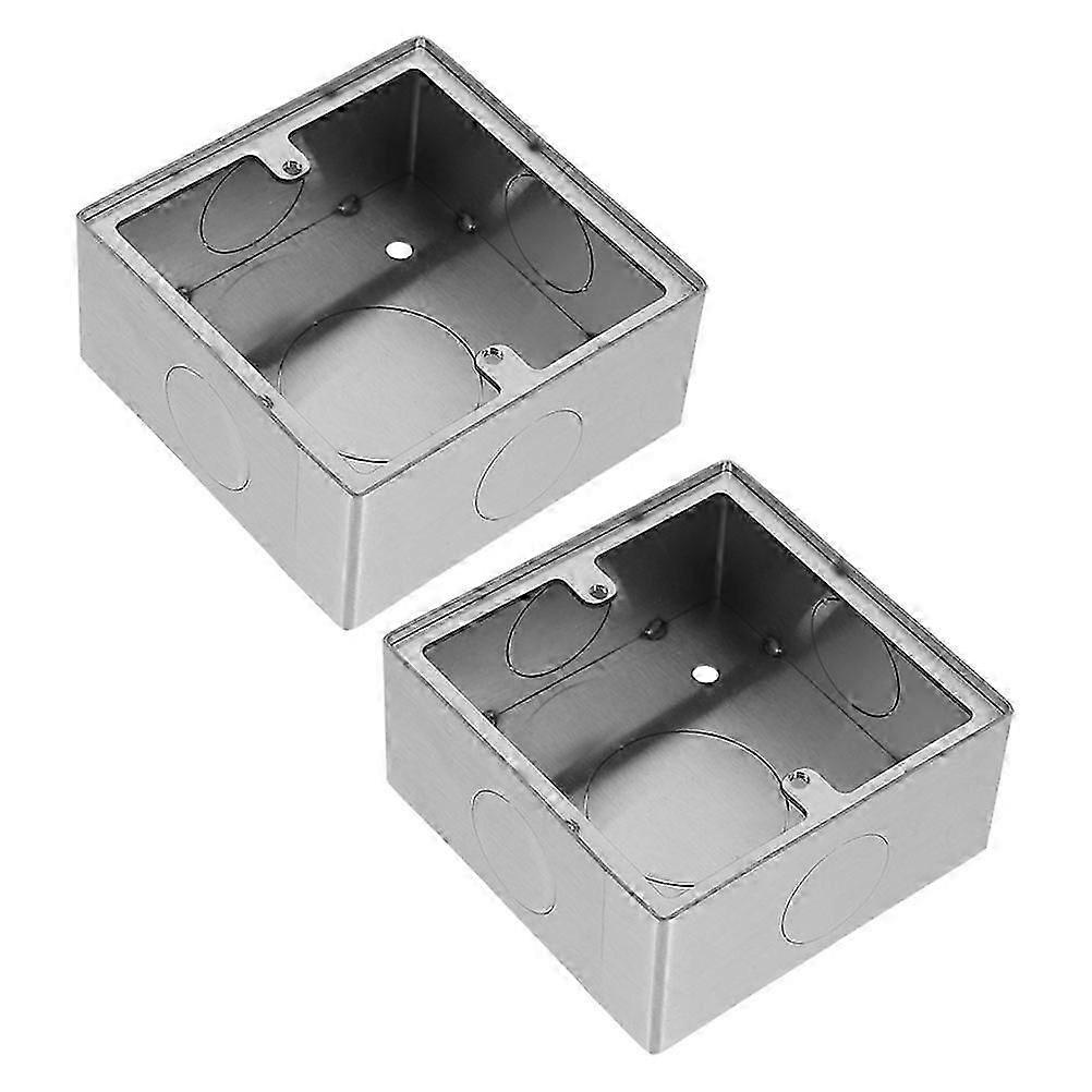 Fireproof Junction Box Stainless Steel Surface Mount for Wall Switch 2Pcs
