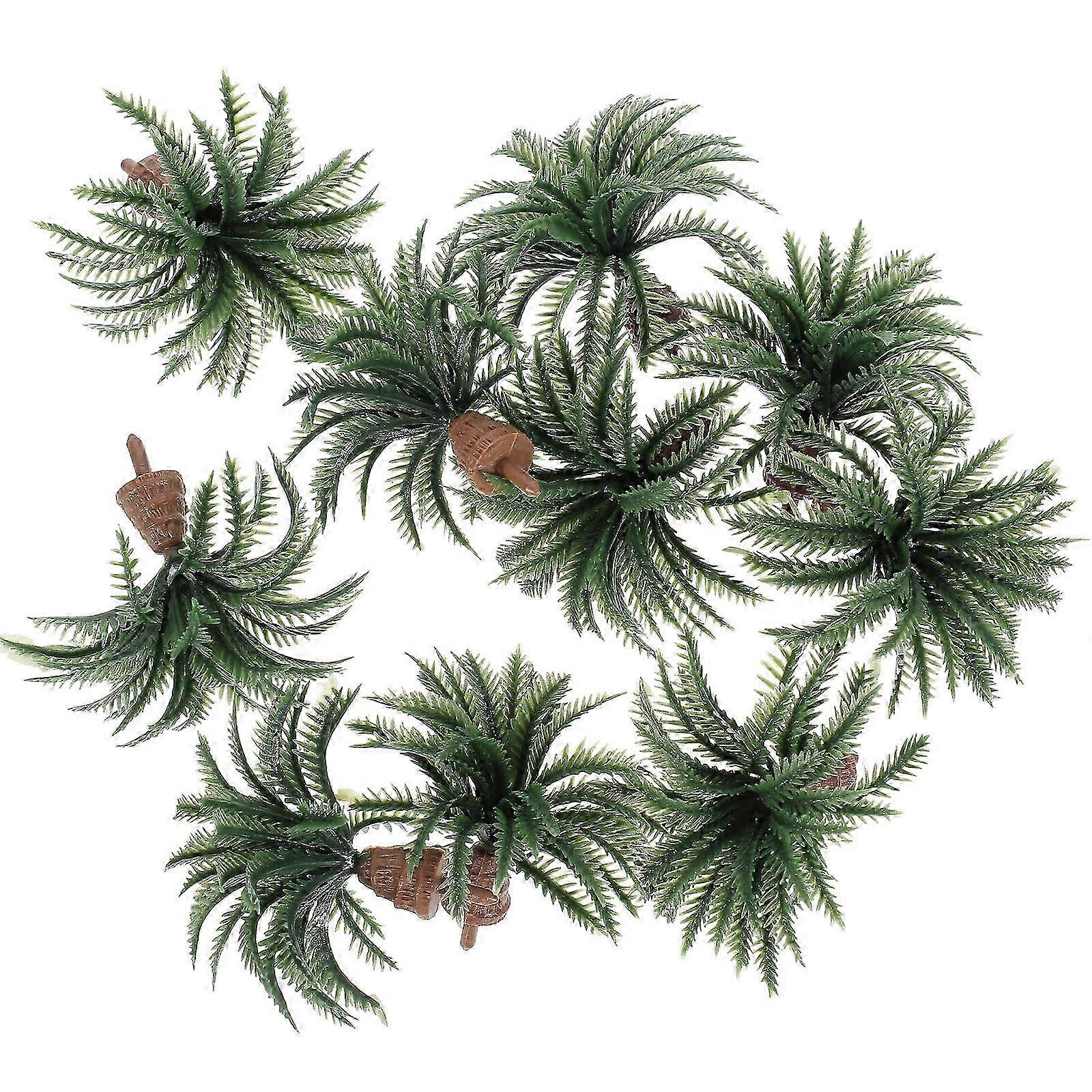 Green Coconut Tree Model compatible with Decoration 10Pcs Miniature Plastic Trees