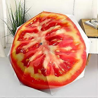 1pc Onion Tomato Umbrella Portable Folding Umbrella Iron Frame Hole Bone Structure Outdoor Home Umbrella