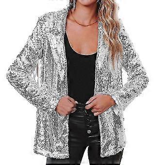 Jaqueta de Lantejoulas com Lantejoulas Blazer Feminino com Manga Brilhante Jaqueta Bomber-Bom
