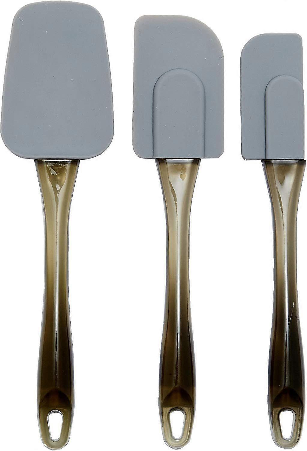 Set of 3 silicone spatulas, rectangular, gray
