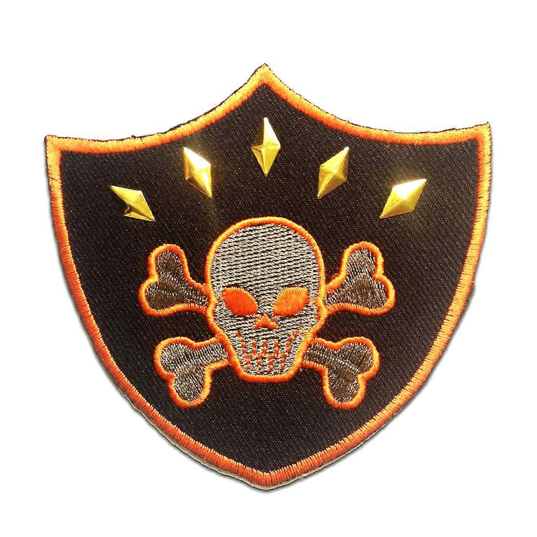 Patch - Skull Biker - Orange - 8.7 x 8.5 cm - Iron-on patch
