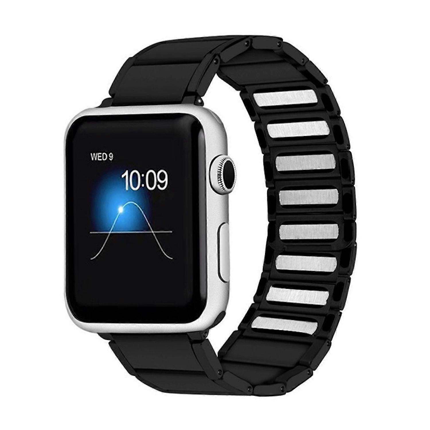 For Apple Watch Series 11 10 42mm / 9 8 7 41 / 6 SE 5 4 40 Magnetic Steel Replacement Band Black