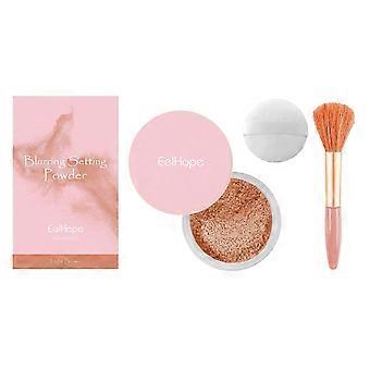 Light Brown Setting Powder with Brush  Natural Matte Finish, Breathable, Long-Lasting Makeup Fixer for Flawless, Oil-Control, All-Day Wear