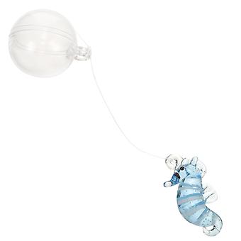 Poisson artificiel en verre, hippocampe flottant, ornement décoratif avec effet lumineux, idéal pour la décoration.