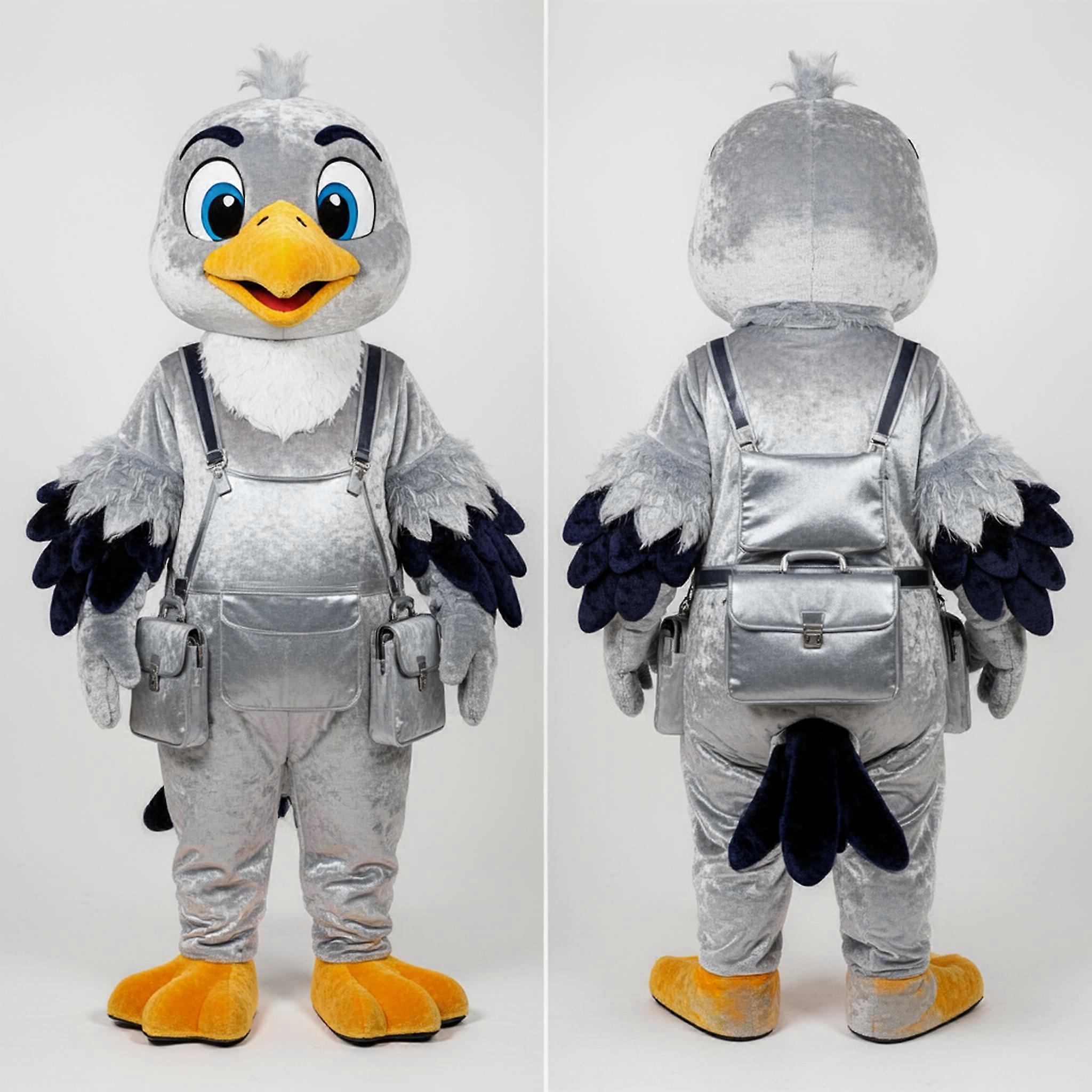 MASTICOT Silver Feathered Plush Gull Mascot