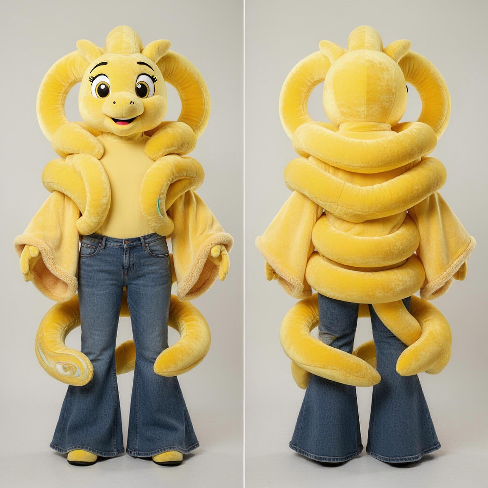 MASTICOT Lemon Yellow Coiled Hydra Mascot