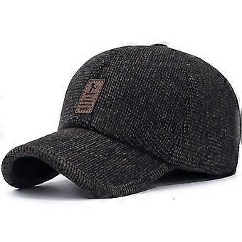 Adjustable EarFlap TruckerStyle Cap, WoolTweed FlannelLined Unisex Winter Headwear