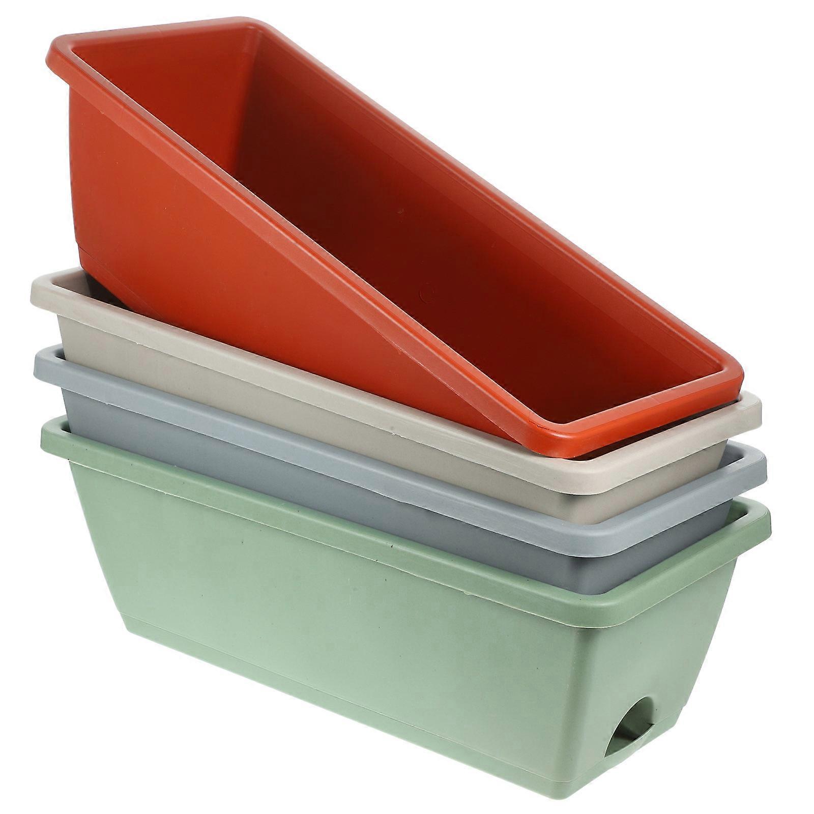Window Box Planter Rectangle Vegetable Planter Pot for 4Sets with Tray