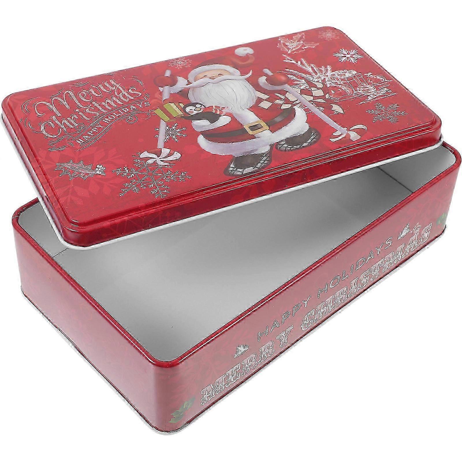 Christmas Cookie Storage Tins 1 Pack, Rectangular Lidded Candy Tins Compatible with Gift Giving