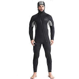 Roupa de mergulho masculina com capuz e zíper frontal de 1,5 mm para mergulho livre, surfe e natação. Ideal para homens.