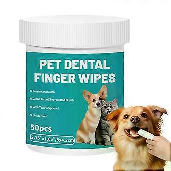 50 Pieces Pet Teeth Cleaning Wipes Dental Finger Disposable Gentle Pads Bad Breath Remover for Dogs Cats