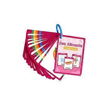 Food-Themed French Word Cards, 20 Ring-Bound Illustrated Flash Cards for Reading, Question-and-Answer Activities, and Reviewing Multicolor