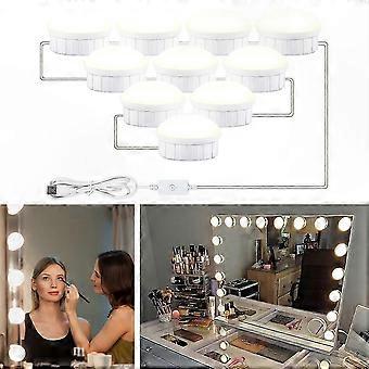 Makeup Mirror with 10 LED Front Lights, Dimmable Touch Control, USB Powered