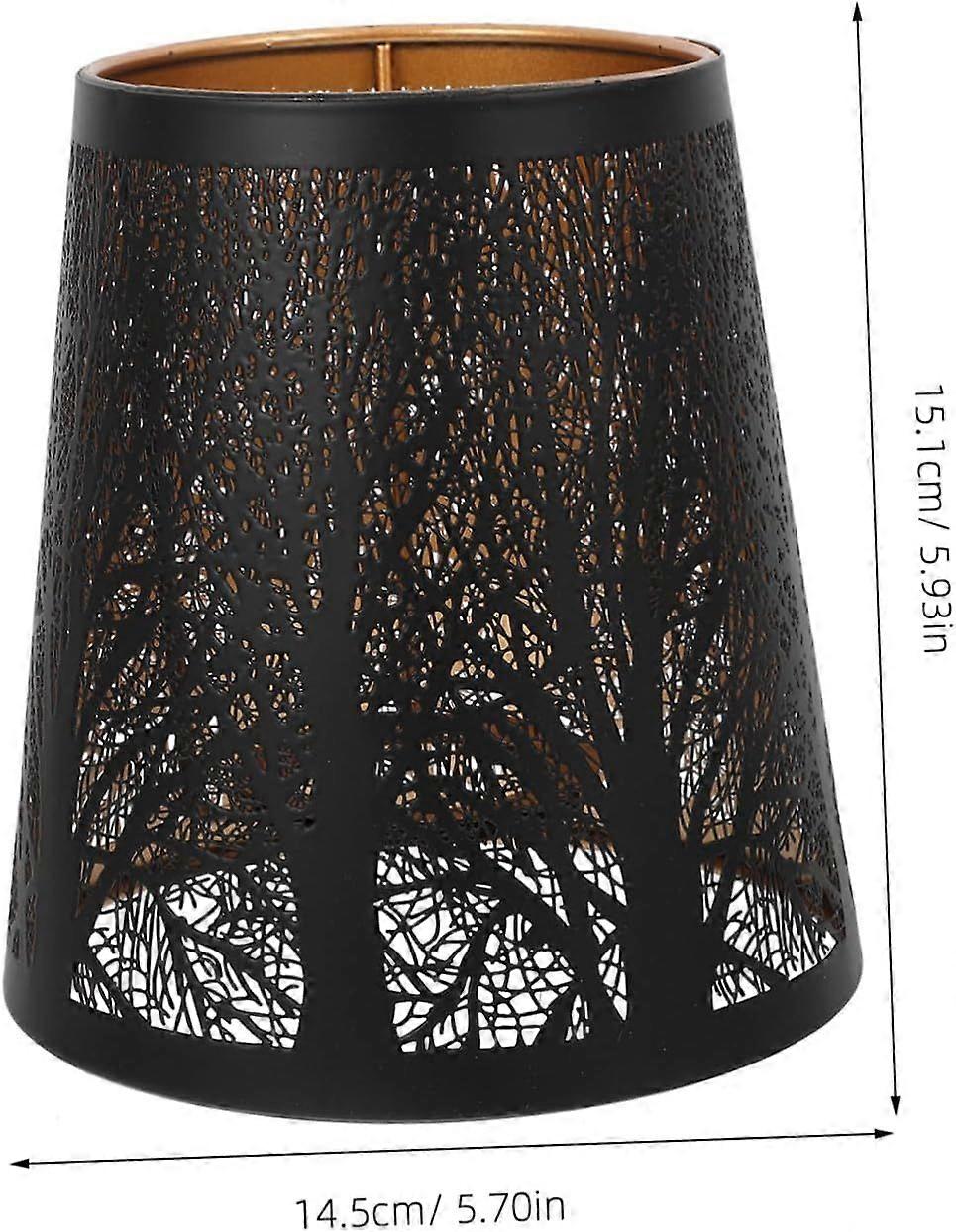 E27 Metal Lampshade with Tree Pattern, Round Hollow Shade