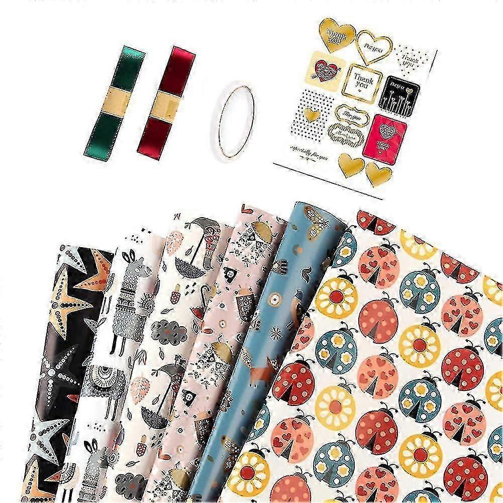 6-Sheet Festive Wrapping Paper Bundle