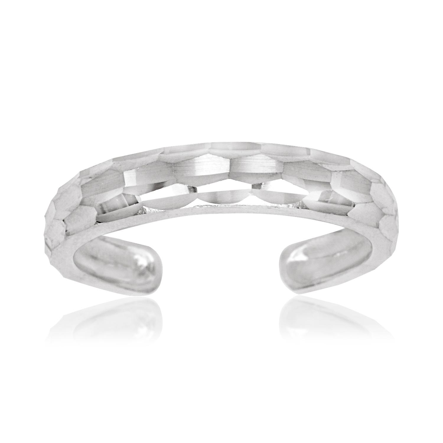 14k White Gold Adjustable Elegant Sparkle Cut Body Jewelry toe ring-toe ring for Women