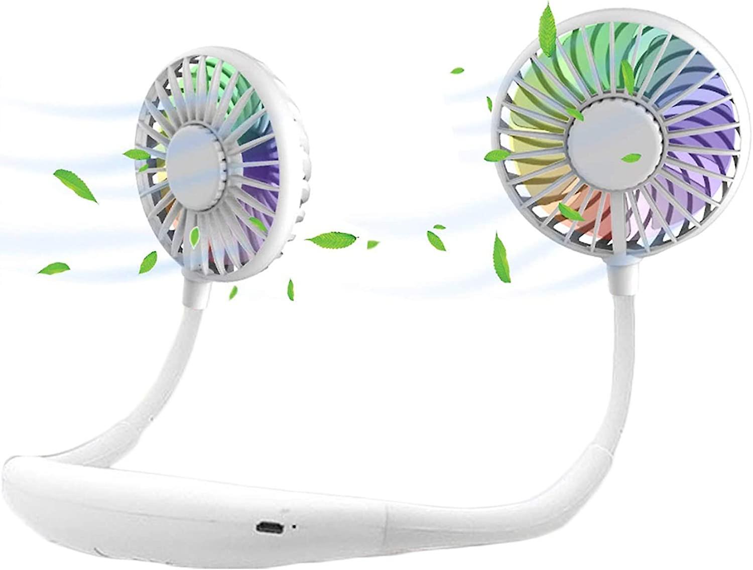 Upgraded Version Portable Neck Fan, Color Changing Led, With Aromatherapy, 360 Free Rotation,and Lower Noise Strong Airflow Headphone Design For Sport