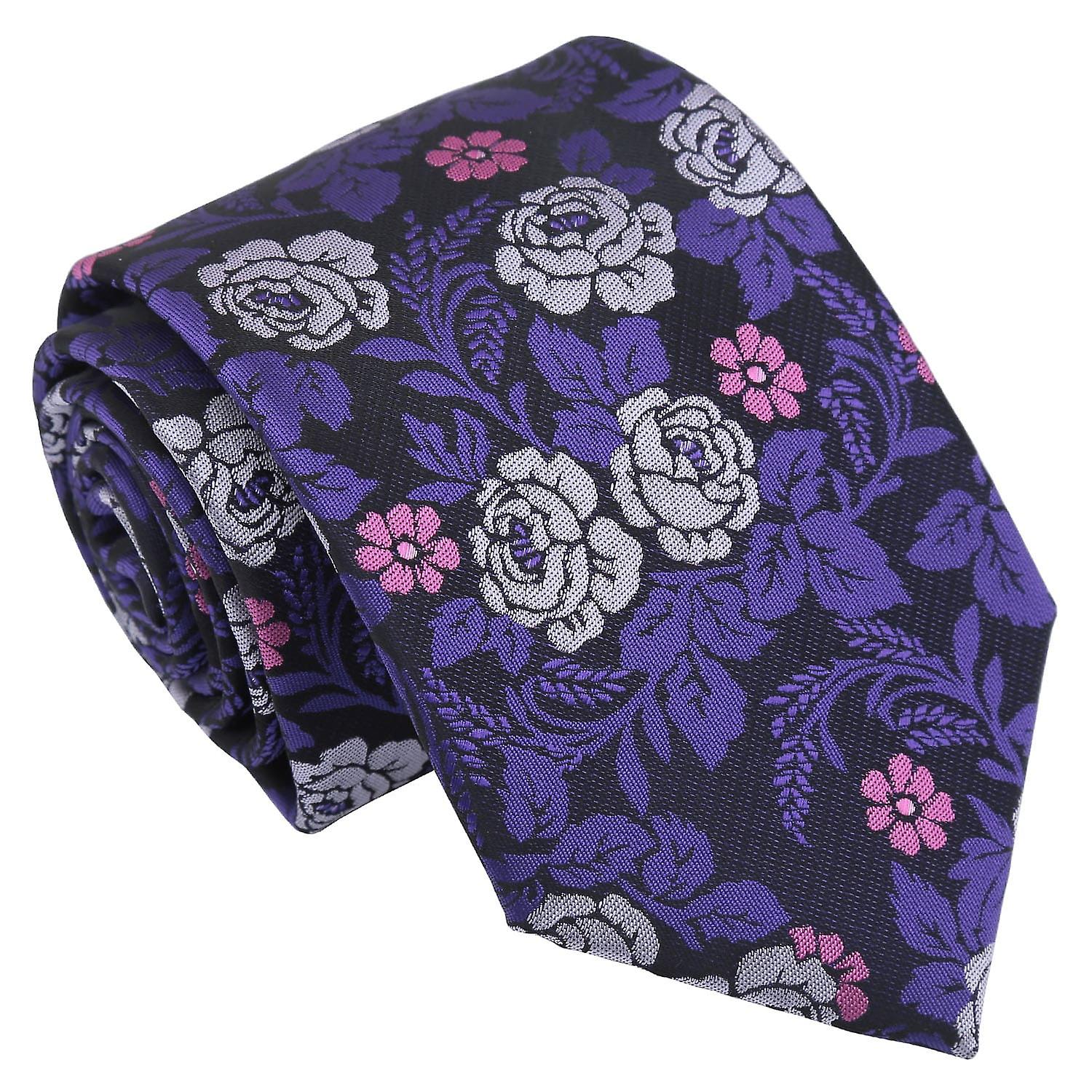 Purple Floral Rose Tie