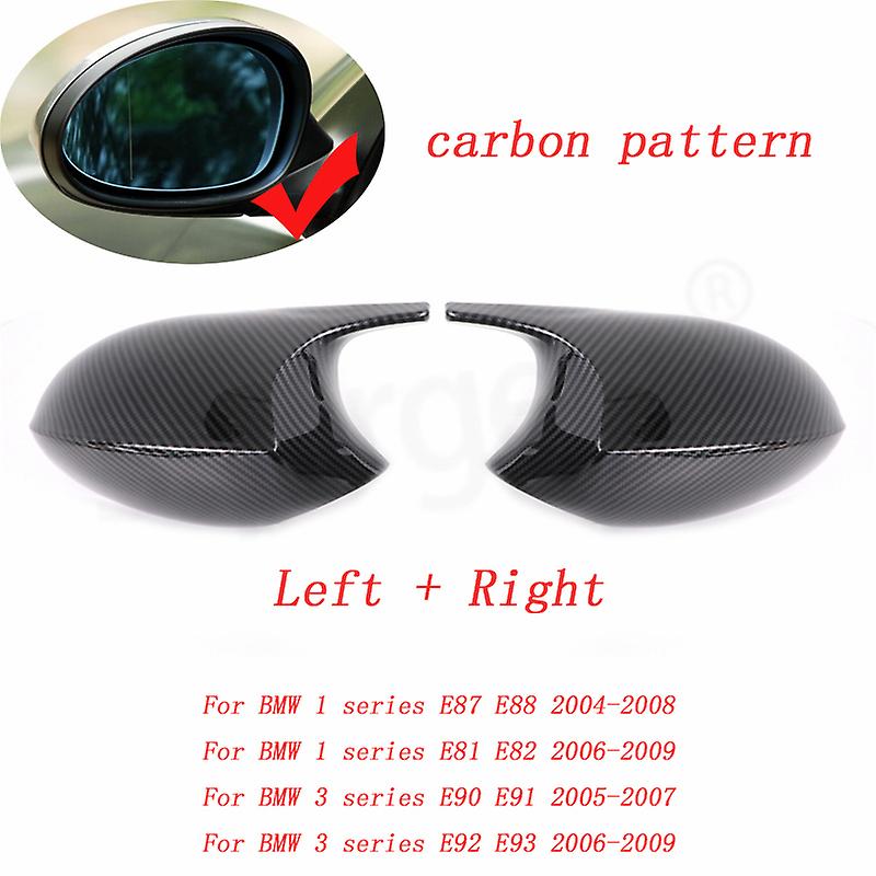 Carbon Fiber Pattern Black Side Mirror Cover Caps Replacement For Bmw E90 E91 2005-2011 E92 E93 2006-2013 E81 E82 E88 E87 E88