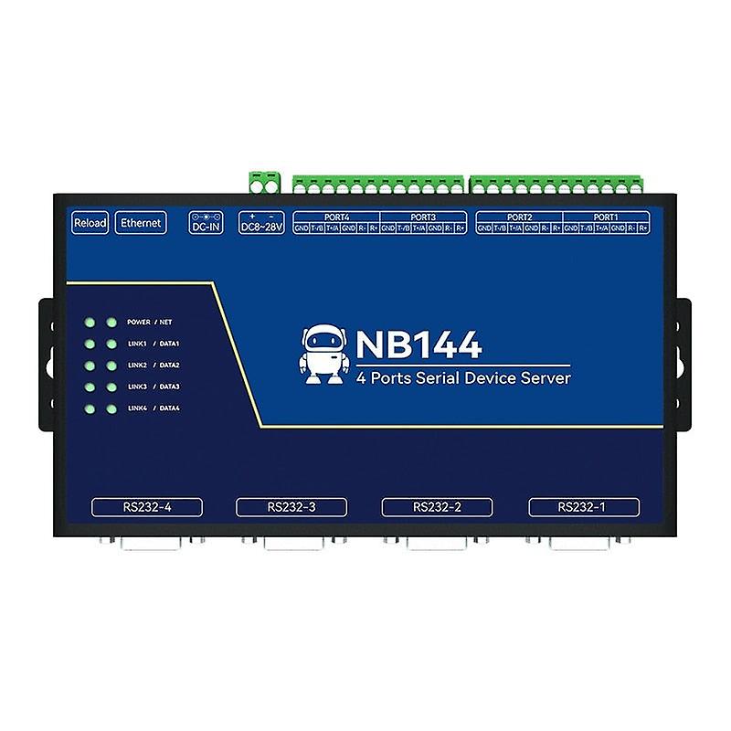 معزول 4 منافذ الخادم التسلسلي Rs232 Rs422 Rs485 Rj45 Modbus Gateway Poe استقبال الطاقة TCP / udp / mqtt Nb144e