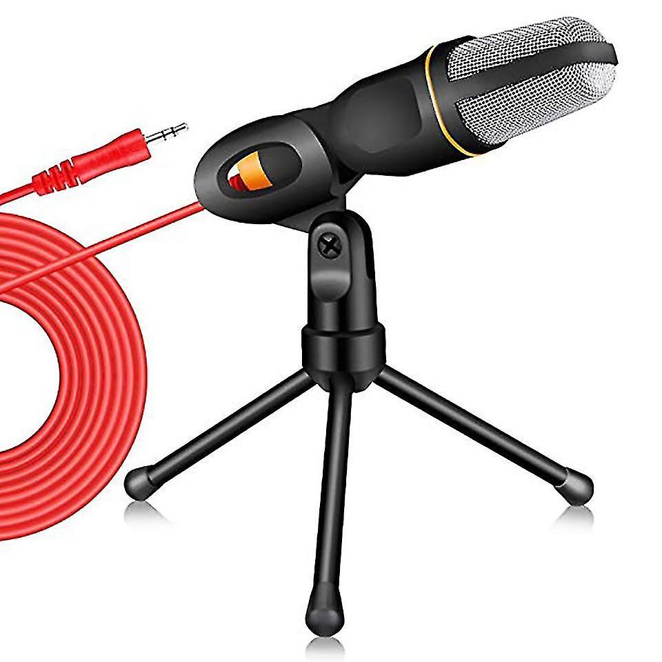 Black Microphone Plug Home Stereo Mic Desktop Tripod For Pc
