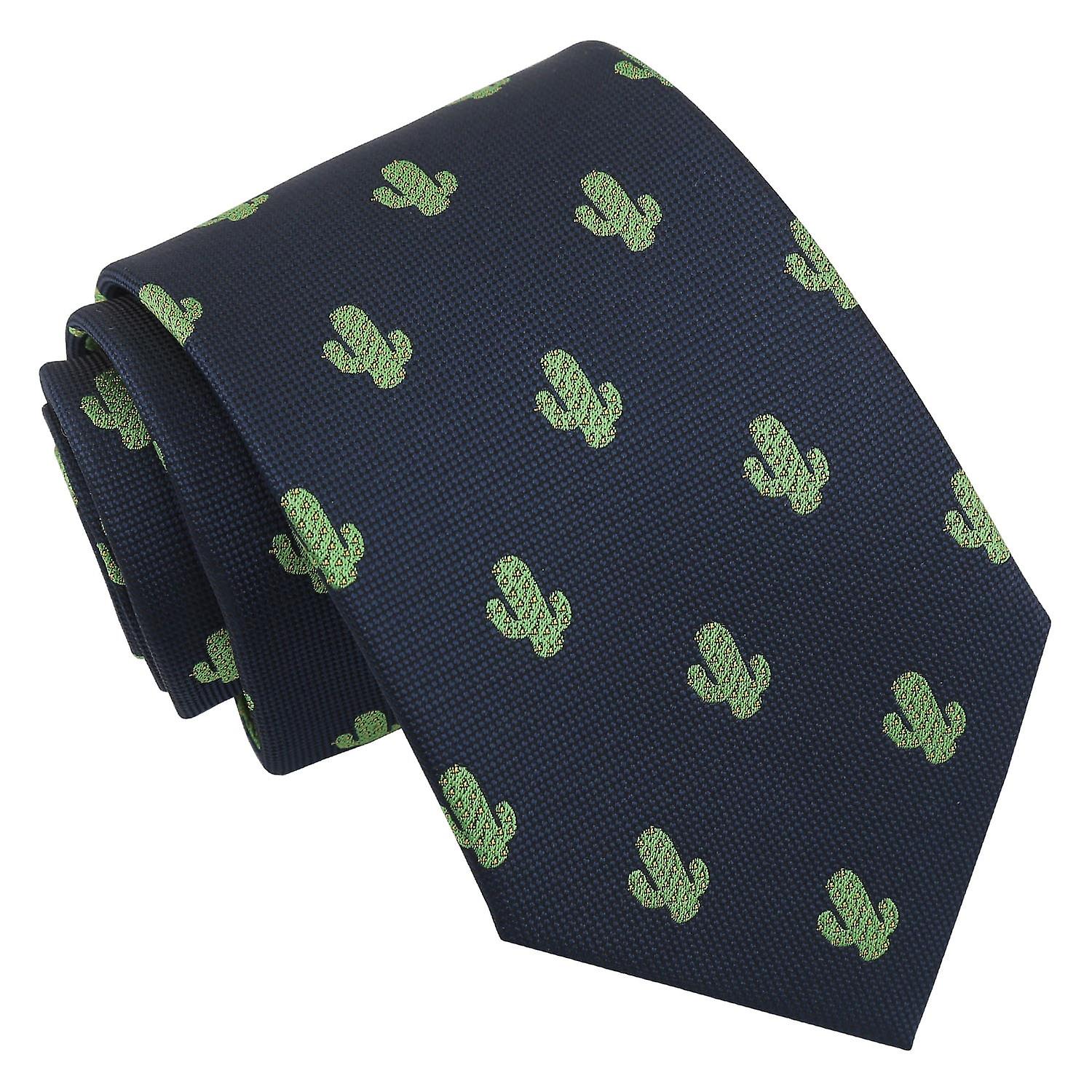 Navy Cactus Emoji Tie