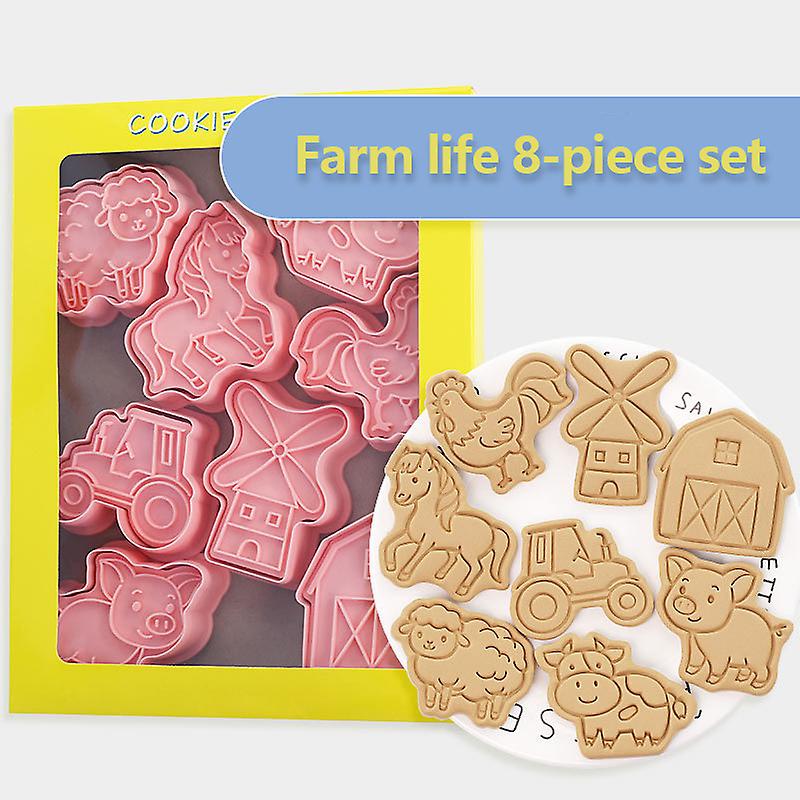 8pcs/set Cartoon Farm Animal Cookie Cutters Farm Party Cake Decorating Mold