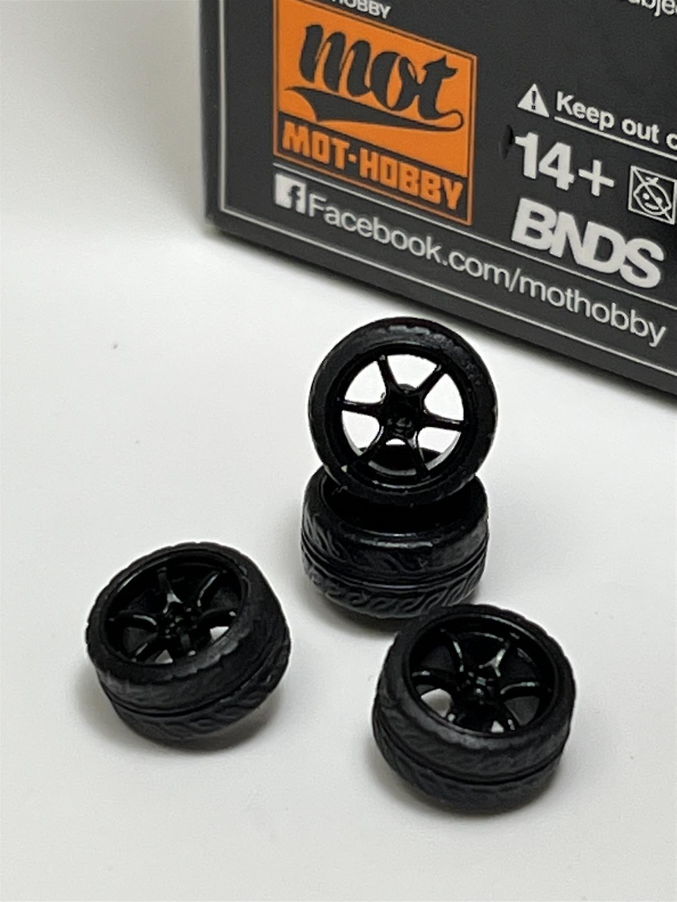 BNDS 定制车轮零件车轮和轮胎套装光泽黑 1：64 MOT 爱好BC26404SBK