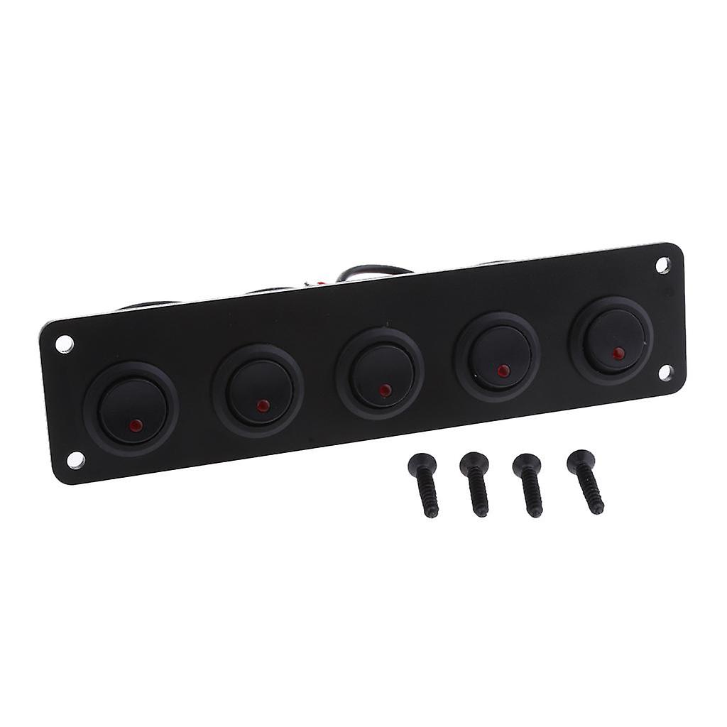 5 GANG 12-24V ON/OFF Round Rocker Toggle Switch Panel LED For Marine  Red